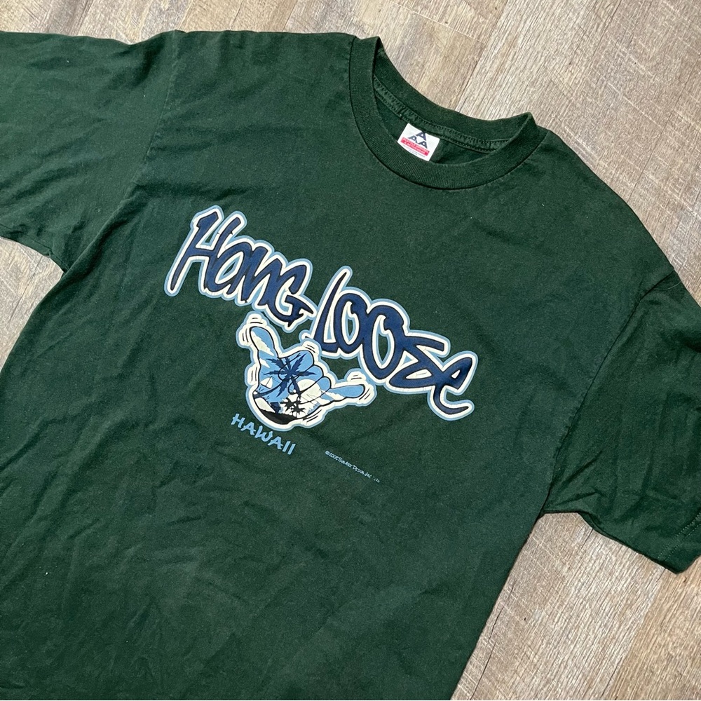 Vintage Y2K Hang Loose Hawaii 2000‎ Green T Shirt USA Mens Size Small